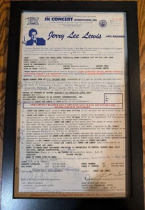 JERRY LEE LEWIS Signed Autograph Contract and Rider FREE SHIPPING - Picture 1 of 14