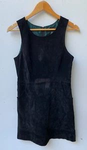 DANNII MINOGUE Petites Black Mid-Thigh Length Suede Leather Dress Size 8P - Picture 1 of 11
