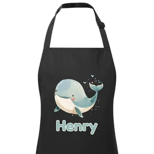 Personalised Any Name Whale Waterproof Kids Apron. Craft Bake Cook Boy Girl - Picture 1 of 12