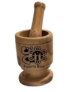Wood Crafts Puerto Rico Wood Mortar & Pestle - Pilon Mader Hecho En Puerto rico - Picture 1 of 2
