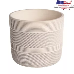 Round Ceramic Planter W/ Drainage Plug Elegant Flower Pot Succulents Indoor New - Picture 1 of 9