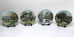 CURRIER & IVES - Juego de 4 platos decorativos vintage Four Seasons miniatura 4,5” - Imagen 1 de 3