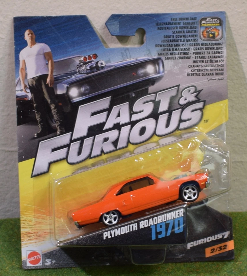 MATTEL 1:55th SCALE DIE-CAST FAST & FURIOUS 2/32 PLYMOUTH ROADRUNNER 1970 - Image 1 of 1