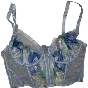 For Love & Lemons Luella Bustier Sizes SDD, S Victoria's Secret Blue Floral Lace - Picture 1 of 5