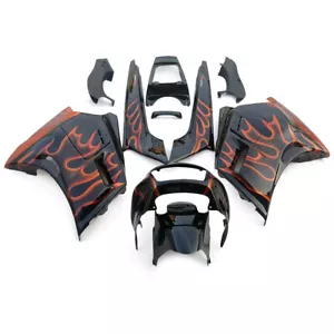 Fairings for Honda CBR250RR MC17 1987 ABS Plastic Bodywork Black Orange Flames - Picture 1 of 12