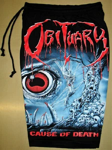 Pantalones Cortos de Algodón Obituary Cause Of Death Banda Death Metal Talla Gratis ¡Nuevos! - Imagen 1 de 1