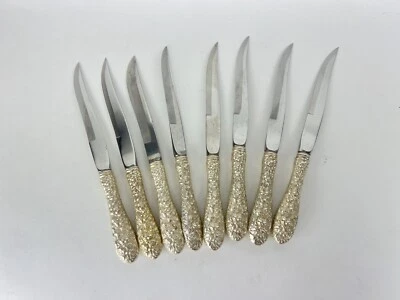 Cuchillos para carne Stieff Rose vintage de plata de ley - Juego de - 8,25" Foto 1 de 4