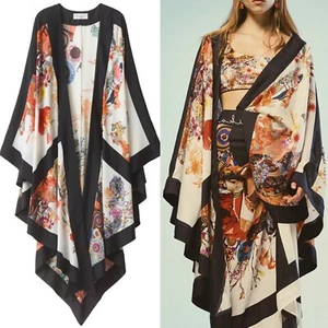 Anamika Khanna x H&M Multicolor Floral Mulberry Silk Blend Cape - Picture 1 of 7