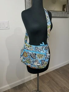 VERA BRADLEY Retired Boho Blue Floral Shoulder Cross body Adjustable Strap Bag - Picture 1 of 7