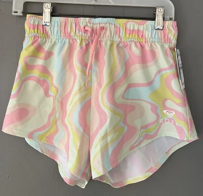 Bermuda feminina Roxy 2” ondulada BSH tamanho XS azul/rosa/verde praia surf natação - Imagem 1 de 4