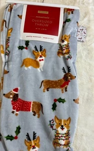 Envogue Christmas Dachshunds And Corgis Oversized Throw Blanket 60 x 70 NWT - Picture 1 of 5