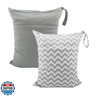 ALVABABY 2pcs Cloth Diaper Wet Dry Bags Waterproof Reusable with Two Zippered - Image 1 of 4