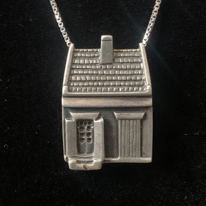 Vintage Mignon Faget kreolisches Landhaus Anhänger Halskette Sterlingsilber 18" New Orleans - Bild 1 von 9