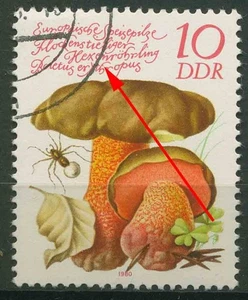 DDR 1980 Europ. Speisepilze mit Plattenfehler 2552 F 12 mit Massenentwertung - Bild 1 von 1