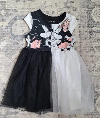 Disney Mickey And Minnie Black And White Dress With Tulle Bottom. Size 4. - Image 1 of 4