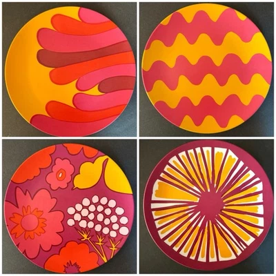 ¡Difícil de encontrar!  4 platos de melamina Marimekko para Target / 8,5" / ¡Bien cuidado!! Foto 1 de 4