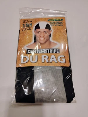 Titan Du-Rag Classic 1 Talla Ajuste Todo Color Negro/Gris Una Cuenta Foto 1 de 3