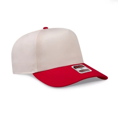 Blank Baseball Hat 5 Panel Mid Profile Red Natural Otto Cap Snapback Wholesale - Image 1 of 4