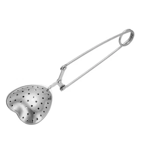 1 Pcs Stainless Steel Long Handle Tea Infuser Filter, Heart Shaped Silver - Picture 1 of 7