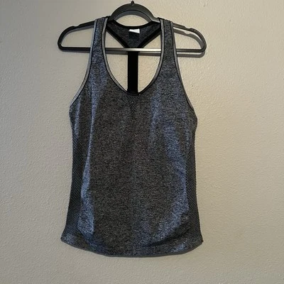 BEBE Heathered Gray / Black Tank Top, Sleeveles.  Size Women's Large  Racerback Foto 1 de 4
