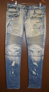 Rockstar Original RSM214 Brennon Dark 38 x 34 Ultra Slim Distressed Jeans - Picture 1 of 5