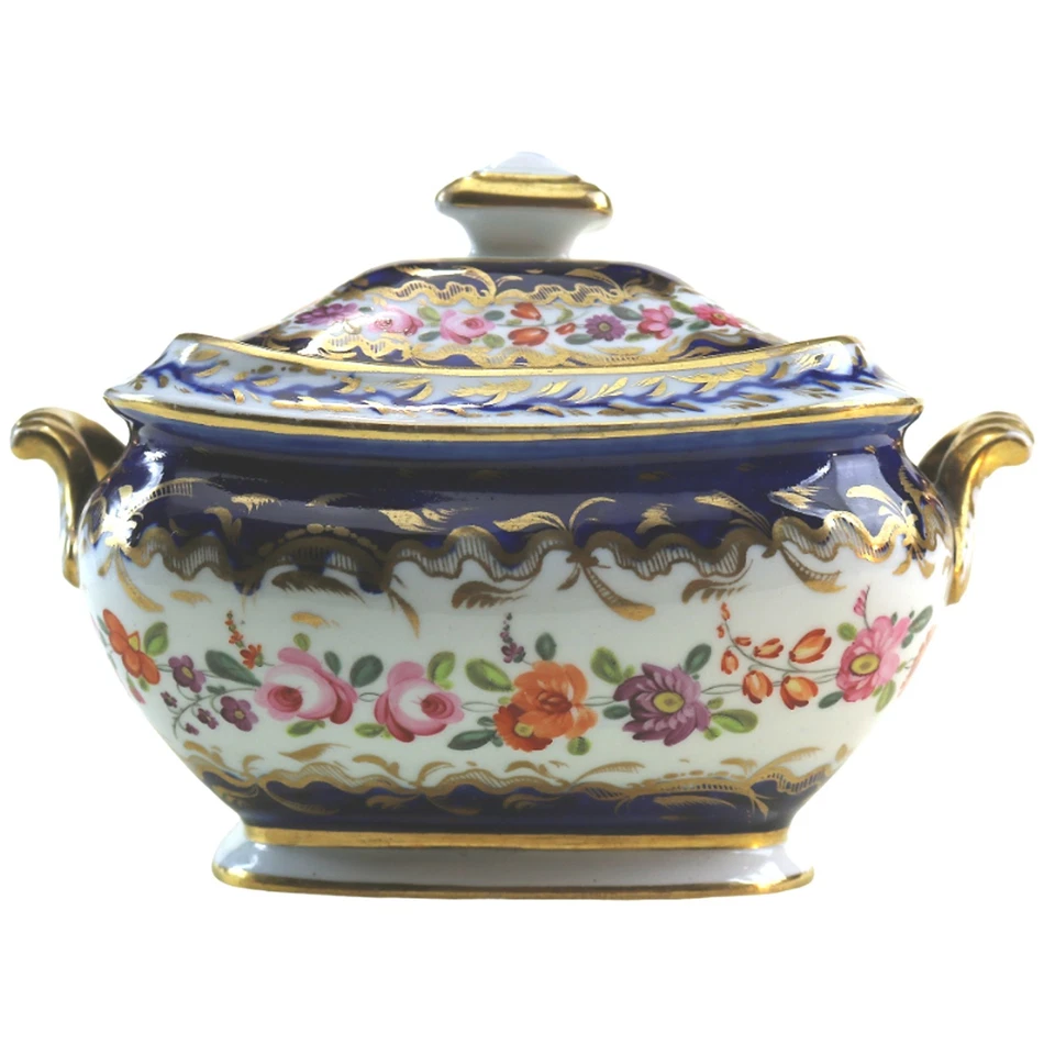 Antique Georgian Coalport porcelain hand-painted Sucrier pattern 500 C.1810 - Image 1 of 4