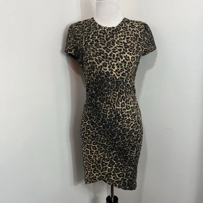 Vestido Ronny Kobo S Y2K Club Wear Estampado Leopardo Acanalado Body-con Manga Gorra Foto 1 de 4