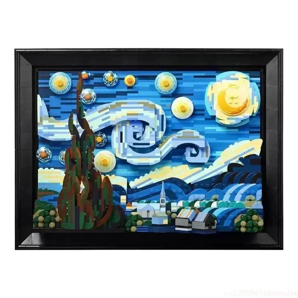 MOC Vincent van Gogh - Set di Costruzioni Notte Stellata / 2316 Pezzi e 1 Minifigure