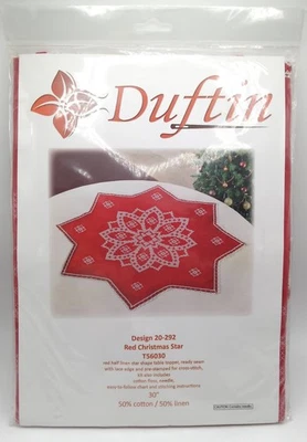 Duftin Cross stitch Kit Red Christmas Star Table Topper T56030 - Image 1 of 3