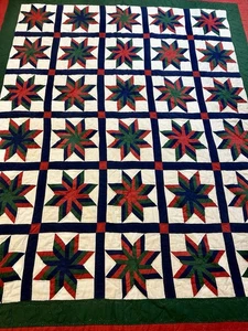 Vtg Handmade ARCH QUILTS star Burst cottage core 81”x 95" Star pattern Quilt - Picture 1 of 22