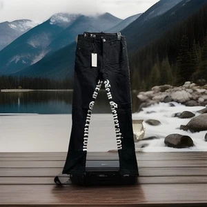 New Wtag Black Jeans Teens Size 20 Stacked Fit “new Generation” Wht Letter Logo - Picture 1 of 5