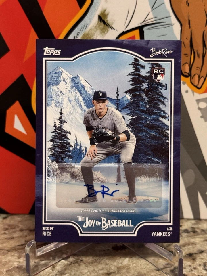 Ben Rice 2025 Topps Bob Ross Alegría del Béisbol Azul Prusiano Automático/50 Yankees RC Foto 1 de 4