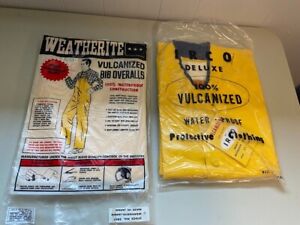 NOS IRCO Weatherite étanche combinaison de pluie vulcanisée XL salopette à dossard grande veste