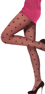 Lingerie femme : Collants noirs 20 deniers motifs petits coeurs - taille unique - Bild 1 von 1