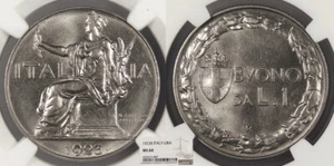 ITALY Vittorio Emanuele III 1923-R Lira NGC MS-64 - Picture 1 of 1