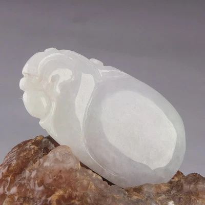 Certified Nature Lavender A Jade Jadeite "Dragon BI" Luck Amulet Pendant 4615 - Image 1 of 4