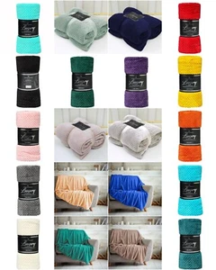 Luxury Popcorn Waffle Throw Soft Extra Large Thermal Warm Cosy Sofa Bed Blanket - Picture 1 of 178
