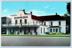 c1950 Brookville Hotel & Restaurant Gebäude Außen Ellsworth Kansas Postkarte - Bild 1 von 2