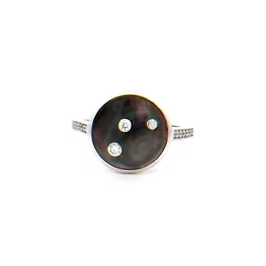 Kabana 14K White Gold Ladies Black Mother of Pearl Diamond Ring - Picture 1 of 13