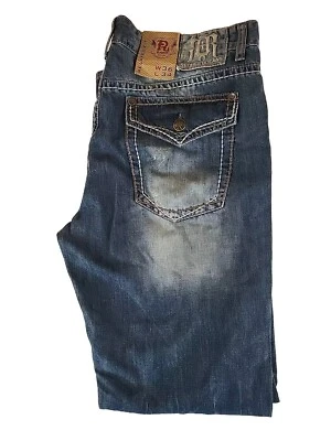Men’s Request Relaxed Fit Straight Leg Blue Denim Jeans Size 38x34 NEW  - Image 1 of 4