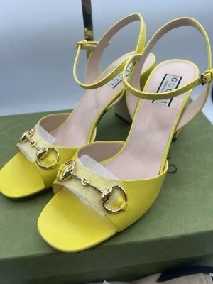 ¡Classy! Sandalias Gucci Horsebit de tacón medio, sin cordones en amarillo talla 38,5 EU/8,5 EE. UU. Foto 1 de 4