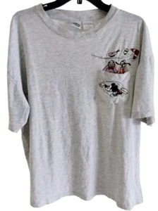 VTG Disney Store Mickey Goofy Donald Duck Shirt Men's XL Embroidered Gray Pocket - Picture 1 of 8
