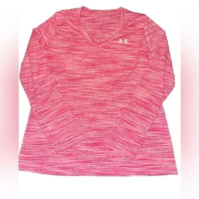 Under Armour Mujer Manga Larga Cuello en V Ropa Deportiva Top Rosa Pequeño Colorido Foto 1 de 4