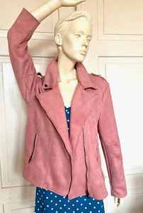 Jacke, DESIGNERS aus Düsseldorf, rosa Lederimitat, stretch, Gr.XXL (D 44), NEU - Bild 1 von 11