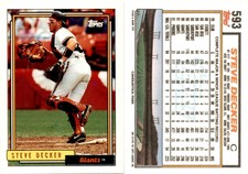 Steve Decker 1992 Topps Baseball Card 593  San Francisco Giants