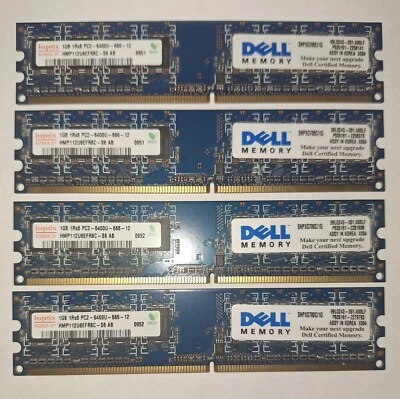 Four 1GB Hynix DELL PC2-6400U 1Rx8 HMP112U6EFR8C-S6 AB Memory Modules - Image 1 of 2