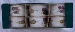 ROYAL WORCESTER PORZELLAN AUFLAUFFÖRMCHEN 6ER SET VERZIERT MIT OLIVEN TRAUBEN SCHALEN - Bild 1 von 4