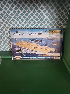 Rompecabezas 3D portaaviones #1603 madera natural 170 piezas edad avanzada 9+ 2013 nuevo en paquete Foto 1 de 2