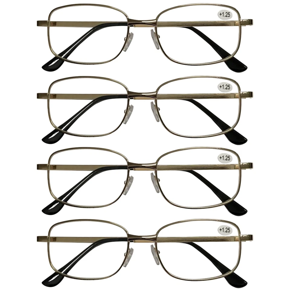 Gafas de lectura cuadradas con marco de metal 4 PK para hombres lectores clásicos gafas de moda Foto 1 de 1
