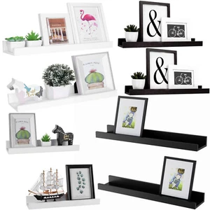 Set of 2 Floating Wall Shelves Picture Ledge Display Rack Book Hanging Shelf - Picture 1 of 13